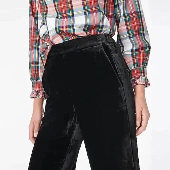 J. Crew Velvet Peyton Pull-On Pants Black Stretch Womens Size 14T 14 Tall H14624 - Picture 4 of 11